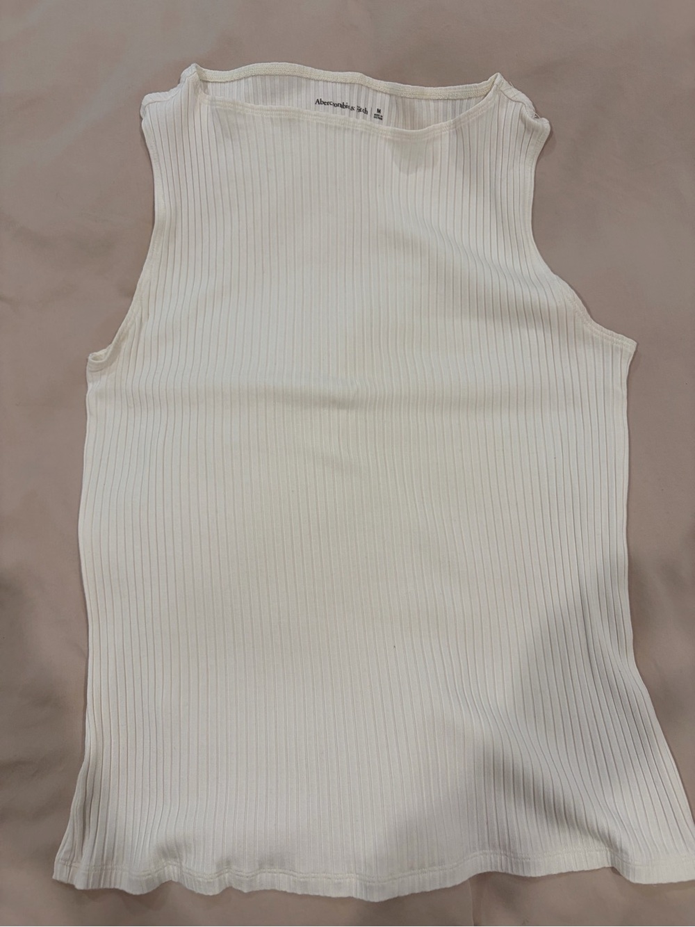 Abercrombie & Fitch Cream Ribbed High-Neck Tank